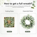 Pinkpum 20'' Eucalyptus Wreath for Front Door Green Decor for Home Farmhouse Wall Spring Summer Fall Outdoor Indoor Porch Window All Seasons - Image 2