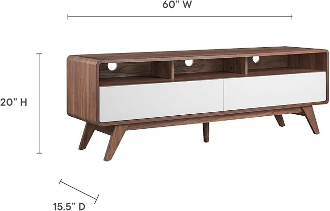 Modway Transmit Entertainment-Stands, 60 Inch, Walnut White - Image 6