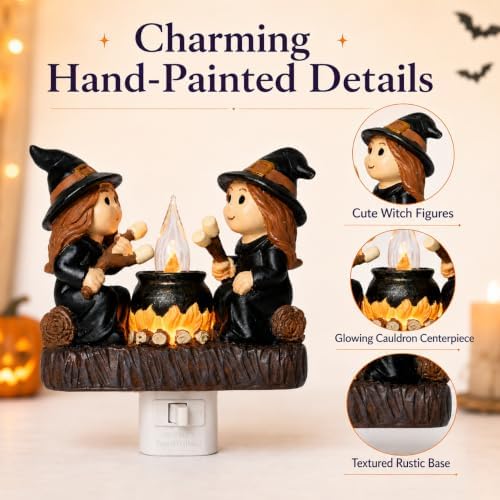 Dlfghos Halloween Witch Campfire Nightlight Witch Flickering Night Light - Image 6