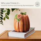 Fitz and Floyd Harvest Halloween Tall Flower Pumpkin Ceramic Figurine, 7 inch - Image 3