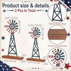 Tandefio 2 Pcs 11.8 Inch Metal Patriotic Farmhouse Windmill Tabletop Decor - Image 3