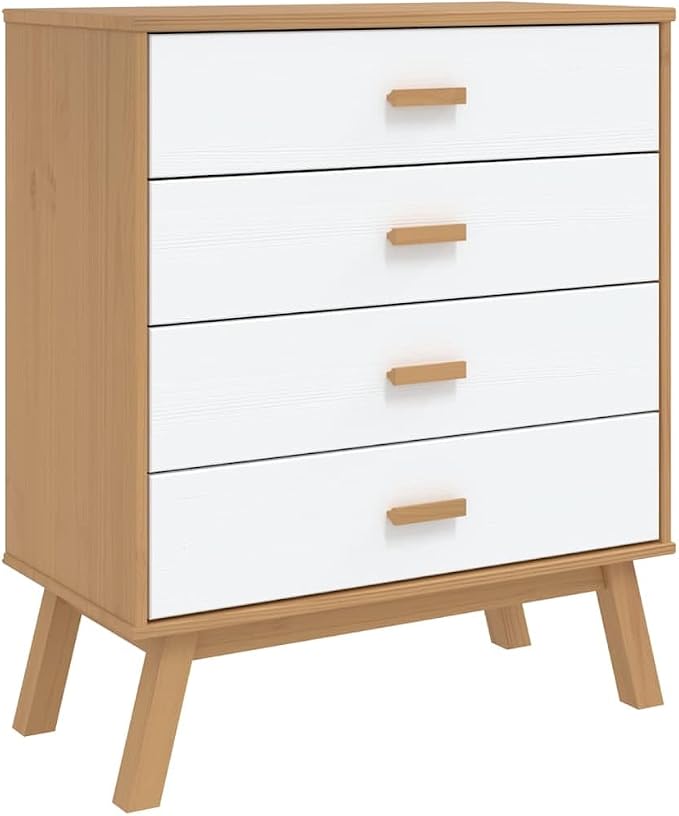 Scandinavian Drawer Cabinet in White and Brown - Image 2