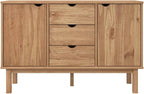 Scandinavian Sideboard Solid Pine Wood Engineered Wood Medium Large Brown 4 - Image 4