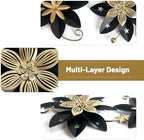 LIFFY Metal Flower Wall Decor, Black & Gold Floral Metal Wall Art for Indoor Outdoor,Black Wall Decor Boho Modern Wall Decor for Bathroom, Living Room, Bedroom, Porch, Garden, Yard (Black & Gold 2) - Image 2