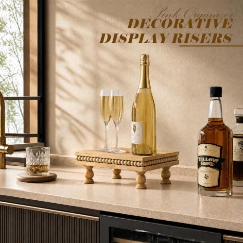 EOSAHR Beaded Bamboo Wood Riser: Pedestal Stand for Counter, Original Wood - Image 6