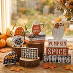 11 Pcs Fall Wooden Table Decorations Pumpkin Tiered Tray Decor - Image 2