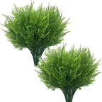 Artificial Plants, Plastic Grass Fern Shrubs Leaves Fake Bushes Outdoor Indoor Greenery Home Garden Décor UV Resistant Planting Filler Table Centerpieces Arrangements DIY Decoration 8 Pack by LOVENIMEN