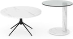 Hooseng Set of 2 Round Coffee Tables, Faux Marble Top and Modern Tempered - Image 3