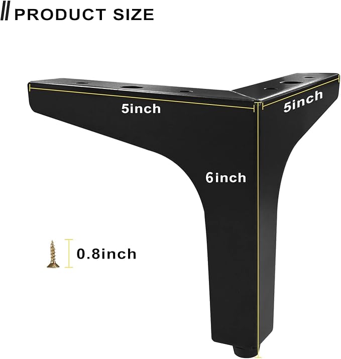 AODIOU Furniture Legs Metal feet: Couch Legs 6 Inch Sofa Cabinet Legs - Image 2