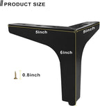 AODIOU Furniture Legs Metal feet: Couch Legs 6 Inch Sofa Cabinet Legs - Image 2