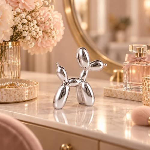 Silver Balloon Dog - Animal & Modern Sculpture Decor for Bedroom, Office & Preppy Room - Image 6