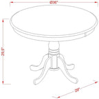 East West Furniture ANVA3-OAK-W 3 Piece Dining Table Set - Image 3