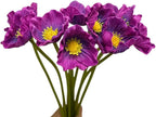 10 pcs Deep Purple Artificial Flowers Poppy Flowers,11" Faux Flower Stems - Image 2