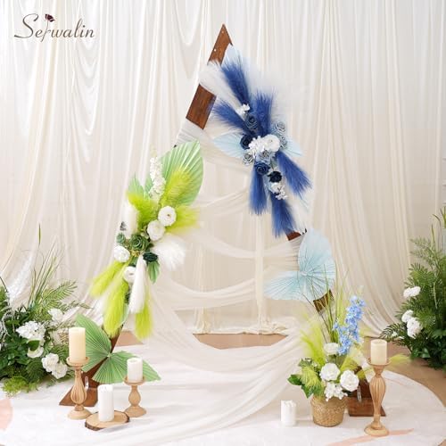 Serwalin 60 Pcs 17.7" Sapphire Blue Faux Pampas Grass Decor Vase Filler - Image 4