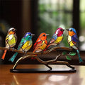 2023 New Stained Metal Birds On Branch Desktop Ornaments, Metal Flat Double Sided Colorful Birds Tabletop Decorations, Multicolor Hummingbird Craft Statue Bird Figurines Sculpture for Home Decor. by Vdhwter