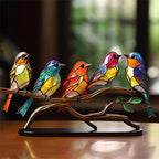 2023 New Stained Metal Birds On Branch Desktop Ornaments, Metal Flat Double Sided Colorful Birds Tabletop Decorations, Multicolor Hummingbird Craft Statue Bird Figurines Sculpture for Home Decor. by Vdhwter