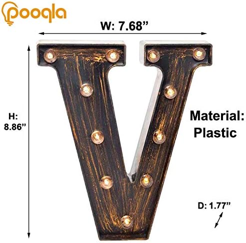 Pooqla Vintage Light Up Marquee Letters with Lights – Illuminated Industrial Style Lighted Alphabet Letter Signs - Coffee Bar Apartment Bedroom Wall Home Initials Decor A-Z - Image 4