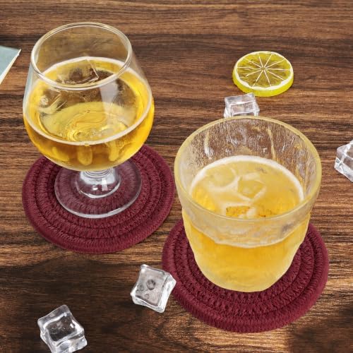 ABenkle 8 Pcs Drink Coasters with Holder, Cotton Woven Absorbent Coasters for Drinks, Minimalist Home Decor Coaster Set for Wooden Tabletop Protection Table, 4.3 inches - Image 5