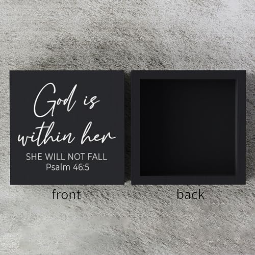 Christian Gifts for Women Motivational Scripture Bible Verse Desk Decor Wood Sign Rustic Black Wooden Box Sign for Home Office Living Room Bedroom Table Shelf Religious Decor Birthday Christmas - Image 3