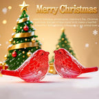 2 Pack 3" Red Glass Bird Figurine Blown Glass Birds Gifts for Animal Lovers - Image 2