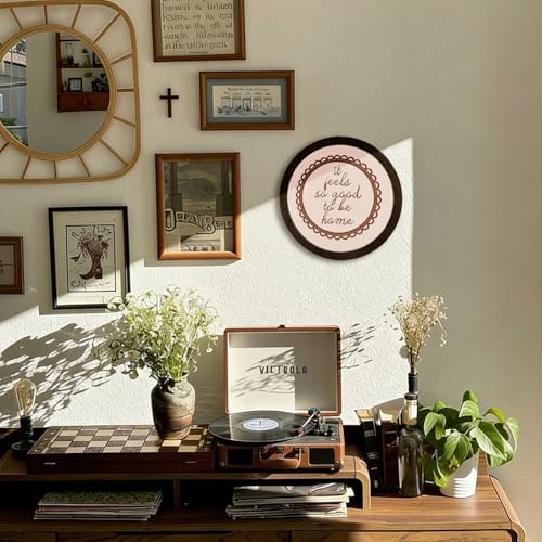 CFFJLHN Rustic Farmhouse Wall Art Decor, Oh It's So Good to Be Home Motivational Neutral Minimalist Round Wood Hanging Wall Decor for Home Bedroom Living Room, 10x10 Inch - Image 3