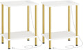 HOOBRO Side Table with Charging Station, Nightstand with 2-Layer Storage Shelves by HOOBRO