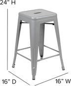 Flash Furniture Lily 24" High Metal Counter-Height, Indoor Bar Stool in Silver - Image 3