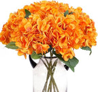 6Pcs 18" Orange Silk Hydrangea Artificial Flowers by Blooming+Paradise