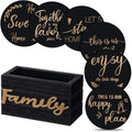 Queekay House Warming Gifts New Home Farmhouse Coasters Set of 6, Gold by Queekay