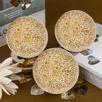 3 Pcs Decorative for Bowls,3.15" Gold Mosaic Glass Balls for Decor - Image 4