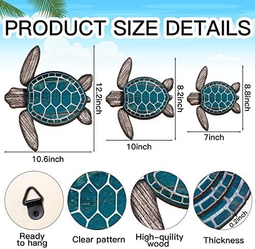 Bucherry 3 Sizes Wooden Sea Turtle Wall Decor Turtle Wall Art,Wood Color - Image 2