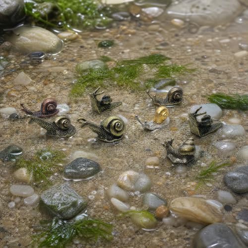 8pcs Brass & Alloy Snail Statue mini Ornaments Retro、Antique Whimsical Cottagecore Decor, Brass Decor for Living Room、Desk and Bookshelf Figurines, Outdoor Garden Landscaping - Image 7