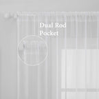 MIULEE White Window Sheer Curtains 2 Panels Width 38 x Length 63 Inches | Window - Image 2