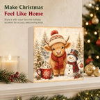 Christmas Highland Cow Decorations Snowman Pine Tree Wooden Box Sign - Image 5