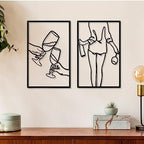 CHENGU 3 Pieces Metal Minimalist Abstract Woman Wall Art Line Drawing Wall Art Decor Single Line Female Home Hanging for Kitchen Bathroom Living Room - Image 3