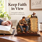 Christian Gifts for Men, Religious Gifts for Men, God Gives Me Bible Verse Wood Acrylic Plaque, Inspirational Faith Desk Decor for Husband Pastor Church Friend Coworker - Image 4