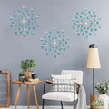 DXYAKY Set of 3 Modern Starburst Wall Decor, Metal Wall Sculpture with Crystal Accents, Blue 3D Wall Art for Living Room, Bedroom & Home, Elegant Hanging Wall Decoration by DXYAKY