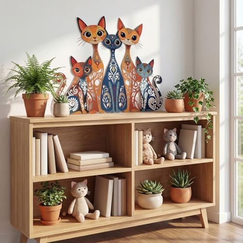 Wesiti Metal Cat Wall Art Decor Colorful Sculptural Mid Century 10.6x13.15 - Image 4