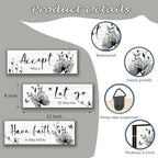 3 Pcs Black And White Bathroom Decor Rustic Flower Black Wall Art Accept Let Go Have Faith Farmhouse Bedroom Wall Decor Wooden Inspirational Quotes Grey Decoration for Living Room(Black,12 x 4 Inches) - Image 5