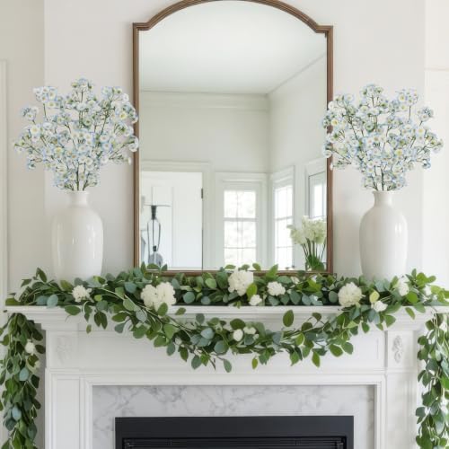 3 Pcs Artificial Wildflowers Blue Long Stem Faux Silk Flowers for Tall Vase - Image 3