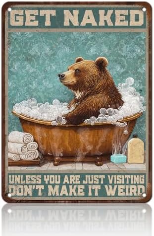 Bear Bath Metal Tin Sign 12x16 Inch Bear Metal Poster Bear Tub Metal Tin Sign Home Kitchen Garden Bar Pub Restaurant Bathroom Are Wall Decor by KIYOYOHomeIsOurHappyPlace