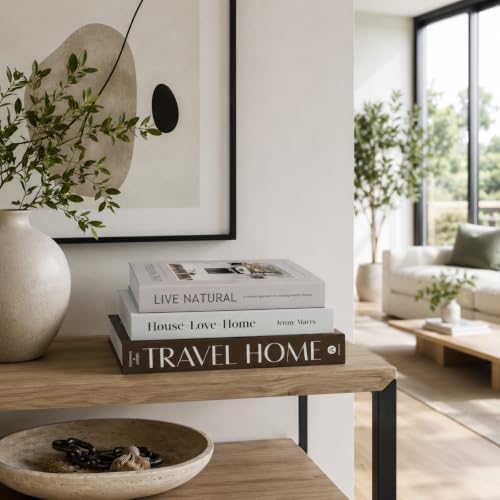 3 PCS Faux Decorative Books for Home Decor-Coffee Table Books Decor-Aesthetic Fake/Faux Books for Decoration,libros Decoration for Coffee Table, Shelf Accessories (Travel House Live Natural) - Image 2