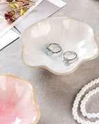 JAMEND CLXP 2PCS Lotus Leaf Shape Ring Holder Dish, Small Key Bowl, Ceramic Trinket Tray Jewelry Dish Organizing Necklace Earrings for Mom Friend Sister, All Jewelries Are NOT Included. White +Pink.… - Image 3