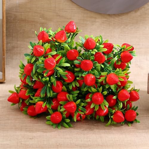 STOBAZA 6 Pcs Artificial Strawberry Stems 10.6 Inch Faux Red Fruit Branches for Home D Cor Summer Vase Arrangements Baby Shower Centerpieces and Cottagecore Kitchen Tiered Tray Decoration - Image 3