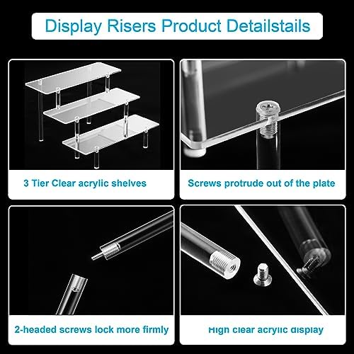 HENABLE 2PCS Acrylic Display Risers, 3 Tier Clear Cupcake Stand Risers, Organizer for Perfume, Funko POP, Food, Tabletop Use - Image 4