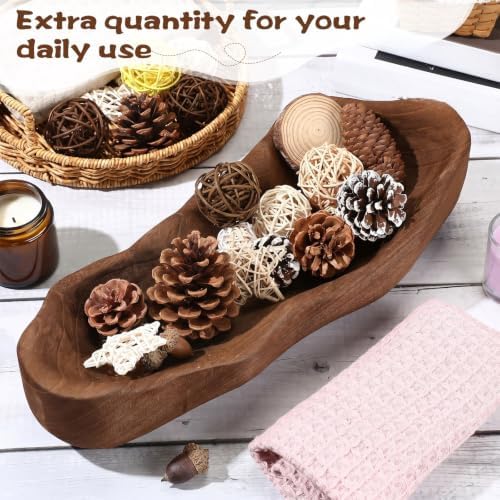 Nuogo 16 Inch Wooden Wavy Edge Dough Bowl Supplies, Brown - Image 4