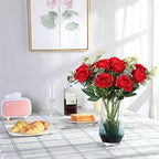 10pcs Red Roses Artificial Flowers, Realistic Faux Rose with Long Stem - Image 5