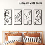 Bakovity Black Metal Bathroom Wall Art, Minimalist Woman Line Wall Decor, Metal Wall Decor for Bathroom Bedroom Living Room (4 Pcs,17 x 9 in) - Image 4