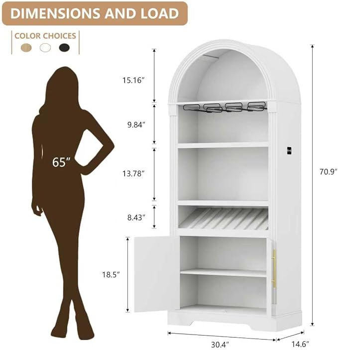 Vlsrka 71" Tall Arched Wine Bar Cabinet - Image 2