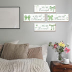 4 Pcs Green Bow Wall Decor, Light Green Coquete Room Decor for Teen Girls, Inspirational Positive Affirmations Wall Wooden Hanging Sign Bathroom Art - Image 3